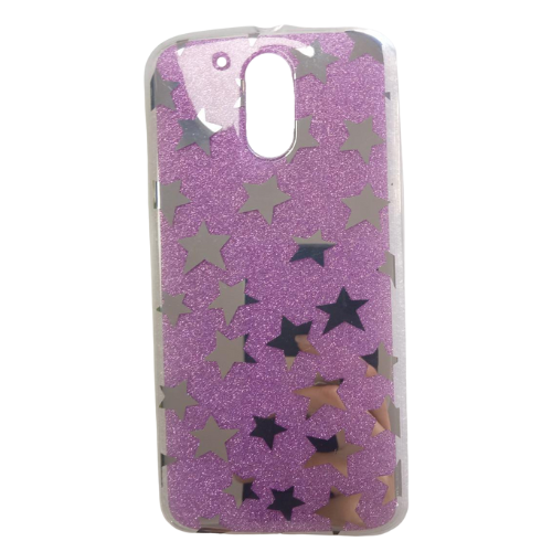 FUNDA REFORZADA MOTOROLA G4 DISEÑO BRILLOS LILA