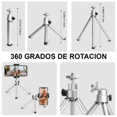 TRIPODE CELULAR ALUMINIO + ADAPTADOR CAMARA SELFIE KIT - Imagen 2