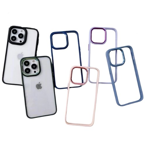 TPU BORDE ROSA Y BOTONES CROMADOS IPHONE 13 PRO