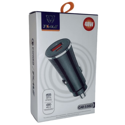 CARGADOR DE AUTO TIPO C + USB 48W TIME