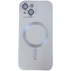 SILICONA MAGSAFE METALIZADO IPHONE 15 PROMAX PLATEADO