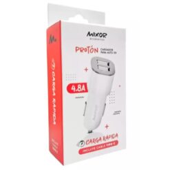 CARGADOR DE AUTO 2 USB + CABLE TIPO C4.8A MIXOR PROTON