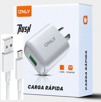 CARGADOR USB +CABLE FICHA MICROUSB 45W ONLY RUSH