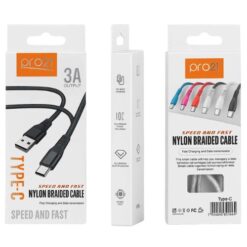 CABLE ACORDONADO TIPO C USB ORUGA 3A PRO21