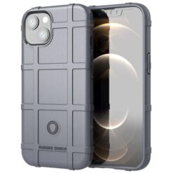 FUNDA ALTO IMPACTO FIBRA CARBONO RUGGED SHIELD IPHONE 14 PROMAX GRIS